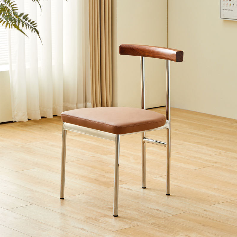 Contemporary Nordic Half Round Microfiber Leather Metal Wood Curved Backrest Dining Chair For Dining Room