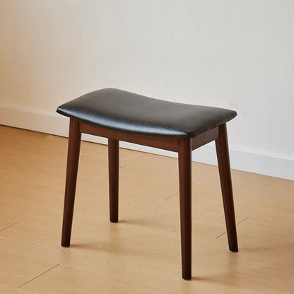 Modern Minimalist Rectangular Soft PU Leather Wood Vanity Stool For Bedroom