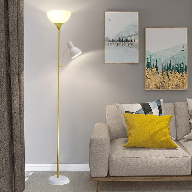 Modern Minimalist Half Circle Iron 2-Light Standing Floor Lamp For Living Room