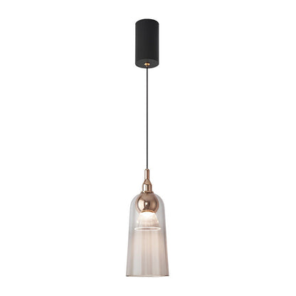 Contemporary Nordic Gradient Acrylic Cup Shade Aluminum LED Pendant Light For Dining Room