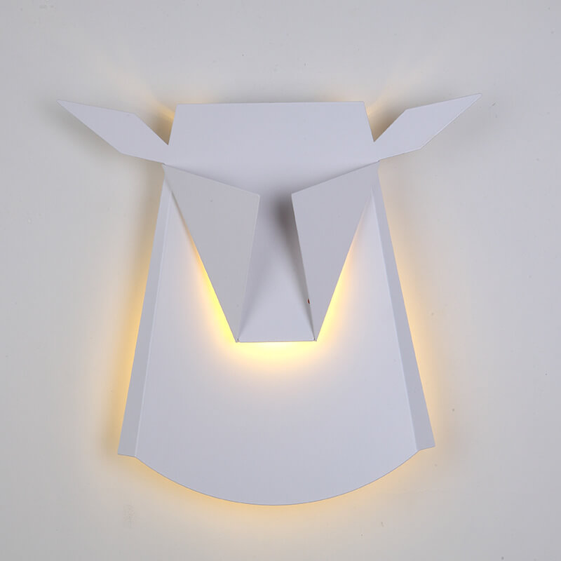 Contemporary Creative Iron Bull Head Shape LED Wall Sconce Lamp For Bedroom
