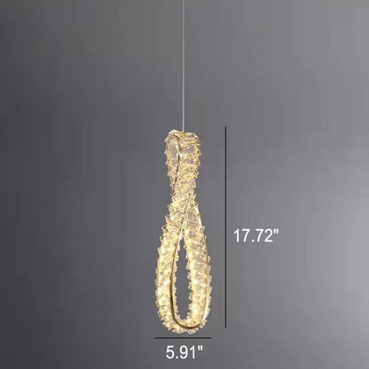 مصباح LED معلق بحلقة كريستالية فاخرة بتصميم عصري 