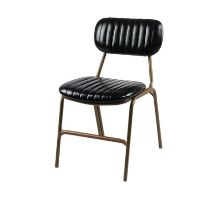 Contemporary Industrial PU Leather Iron Square Elliptical Stripe Dining Chair Backrest Footrest For Dining Room
