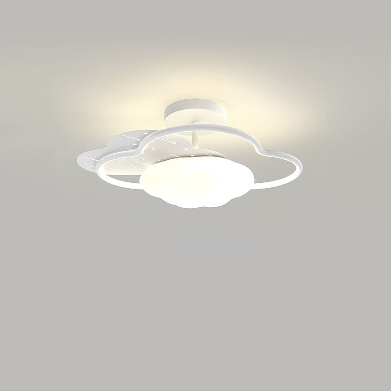 Modern Cream Clouds Iron Acrylic LED Semi-Flush Mount Ceiling Light