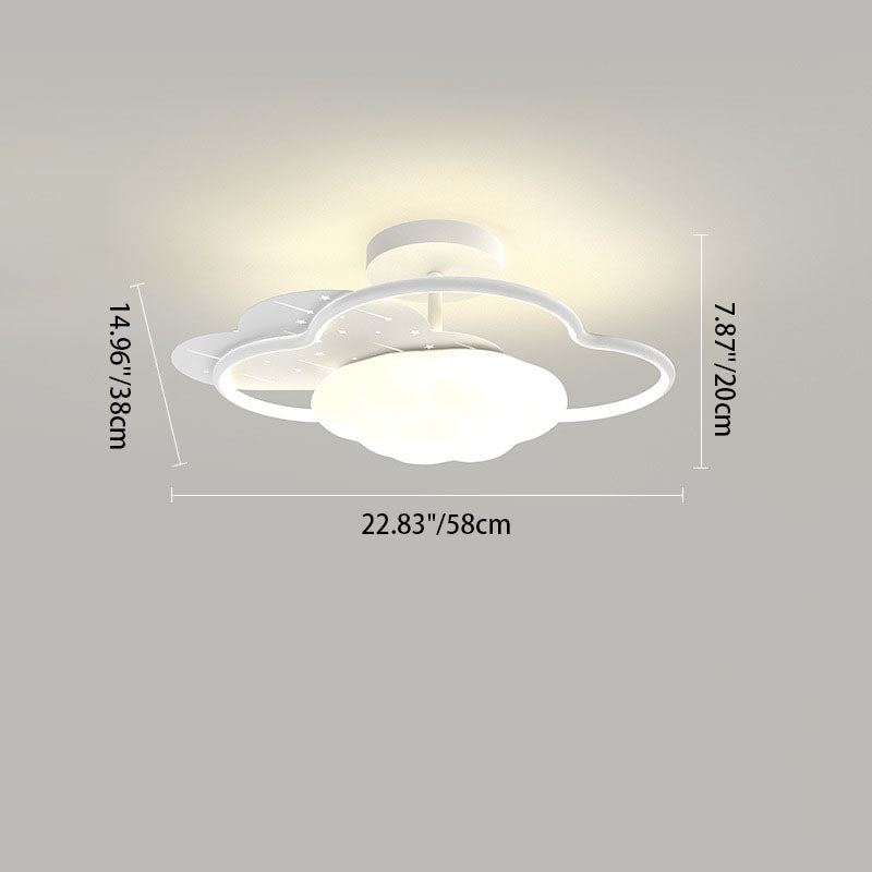 Modern Cream Clouds Iron Acrylic LED Semi-Flush Mount Ceiling Light