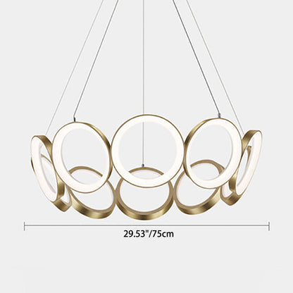 Contemporary Nordic Circle Round Iron Acrylic LED Chandelier For Living Room