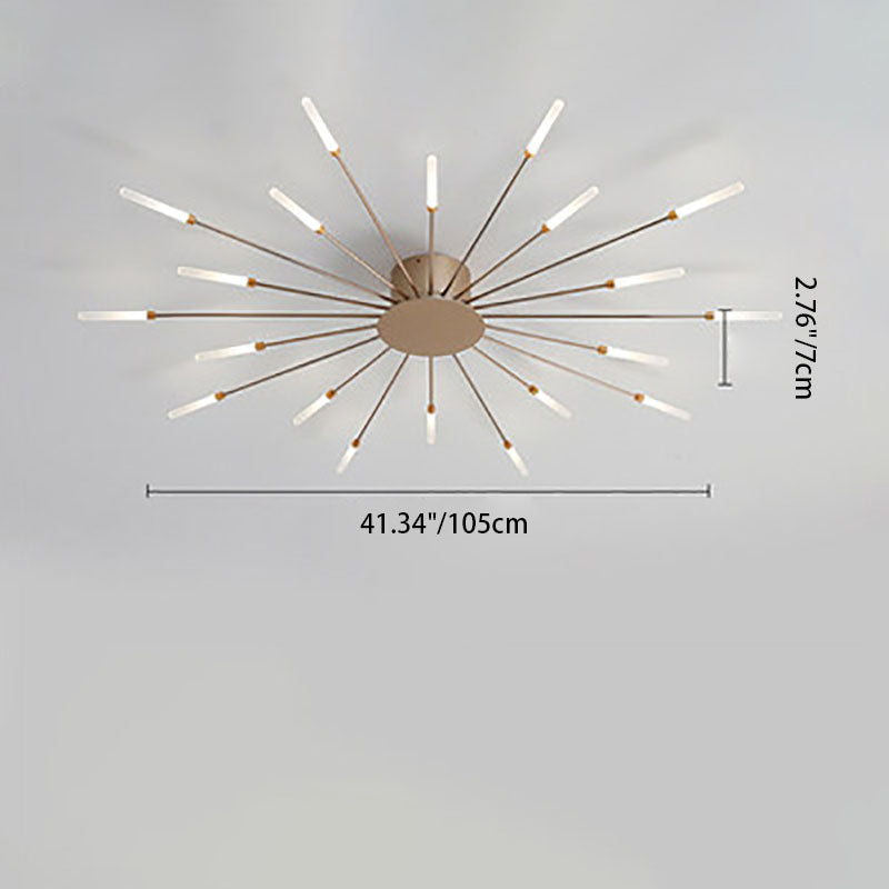 Modern Minimalist Round Radiant Iron Acrylic LED Semi-Flush Mount Ceiling Light For Living Room