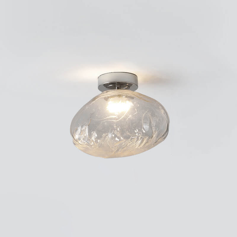Nordic Creative Amber Glass Cloud Design LED Semi-Flush Mount Ceiling Light