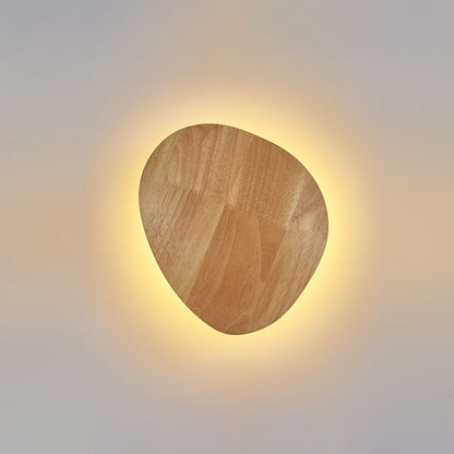 Modern Minimalist Round Irregular Oval Wood LED Wall Sconce Lamp For Living Room