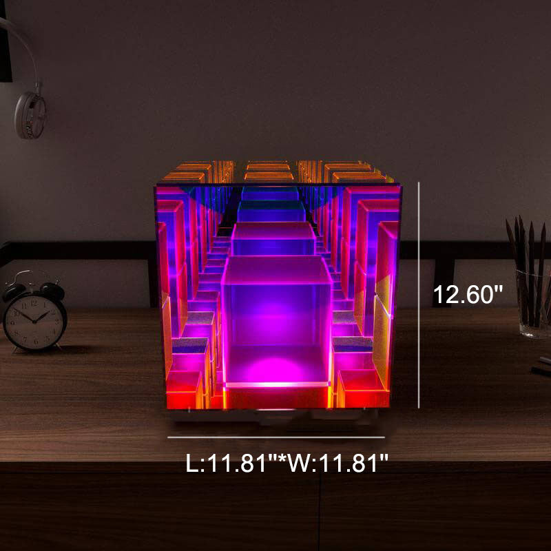 Modern Acrylic RGB Line Rubik's Cube LED Table Lamp