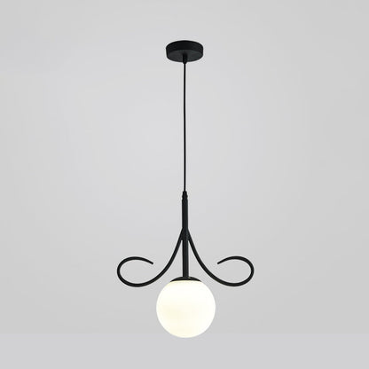 Contemporary Nordic Ball Beard Iron Glass 1-Light Pendant Light For Bedroom