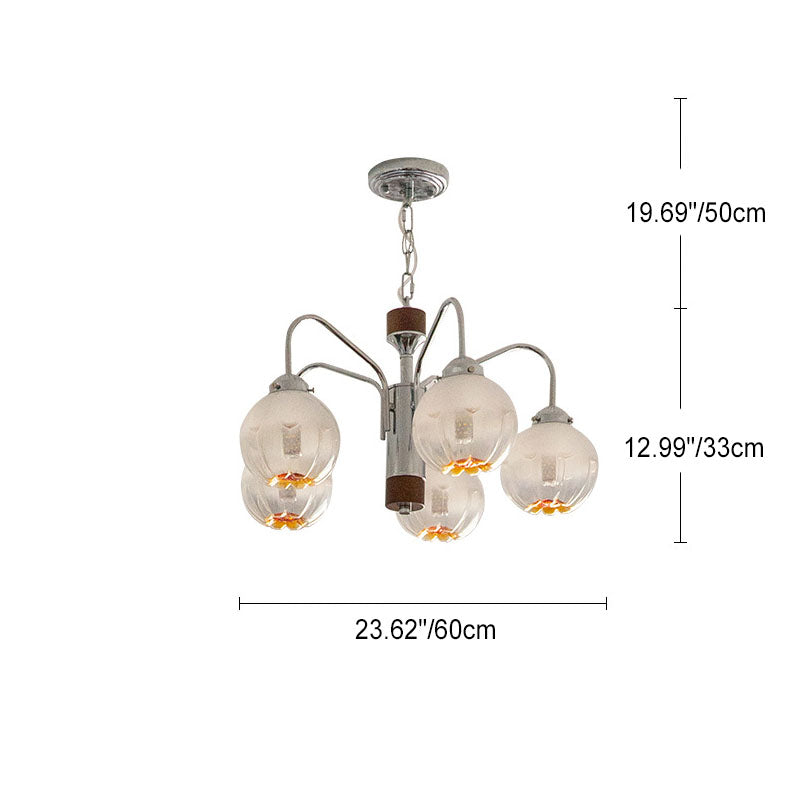 Contemporary Vintage Pod Iron Glass 3/4/5 Light Chandelier For Living Room
