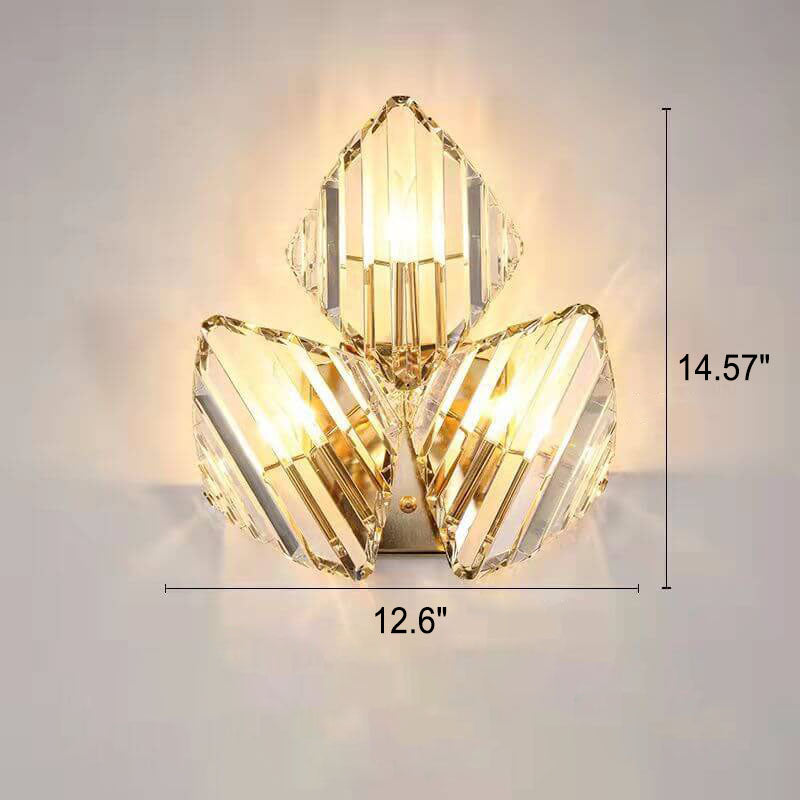 Modern Light Luxury Crystal Triangle Geometry 1/2/3 Light Wall Sconce Lamp