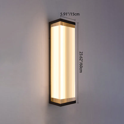 مصباح حائط خارجي LED مستطيل الشكل مصنوع من الفولاذ المقاوم للصدأ والأكريليك بتصميم عصري بسيط ومقاوم للماء للفناء الخارجي 