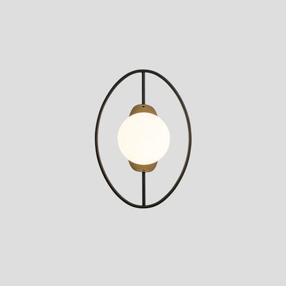 Contemporary Nordic Iron Glass Oval Ball 1-Light Wall Sconce Lamp For Bedside