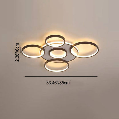 Modern Light Luxury Circular Combination Aluminum LED Flush Mount Ceiling Light