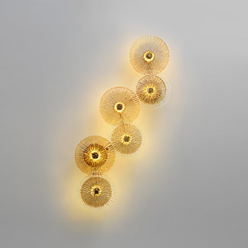 مصباح حائط LED حديدي على شكل ورقة لوتس زجاجية فاخرة حديثة الإضاءة