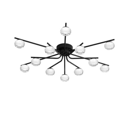 Modern Minimalist Acrylic Copper Round Branch LED Semi-Flush Mount Ceiling Light For Living Room