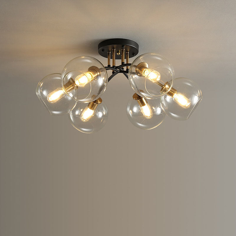 Modern Light Luxury Glass Magic Bean Round 4/6/8 Light Semi-Flush Mount Ceiling Light