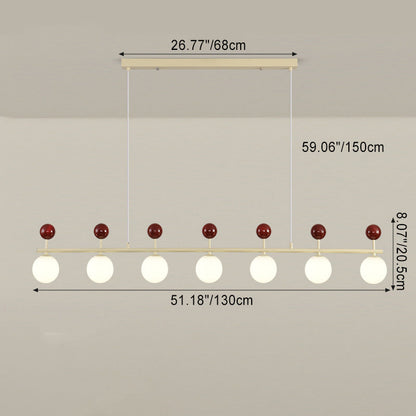Contemporary Nordic Iron Long Strip Glass Magic Bean 5/7-Light Island Light Chandelier For Dining Room