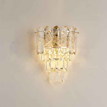 Modern Luxury Brilliant Crystal Stack Iron 2-Light Wall Sconce Lamp For Living Room