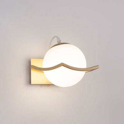 Modern Minimalist Glass Orb Iron Frame 1-Light Wall Sconce Lamp