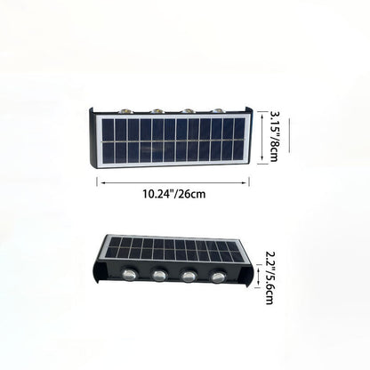 مصباح حائط LED مستطيل الشكل مقاوم للماء يعمل بالطاقة الشمسية بتصميم عصري بسيط مصنوع من مادة ABS PMMA للفناء الخارجي