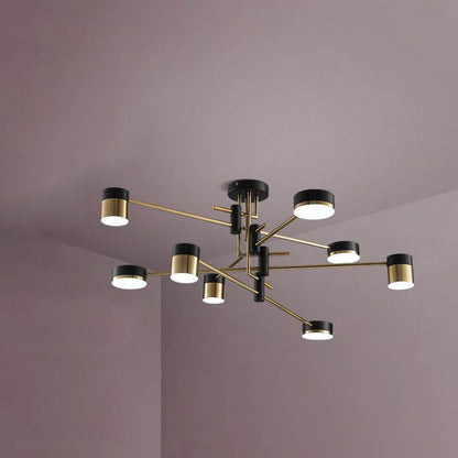 Modern Minimalist Black Gold Balanced 4-8 Light Semi-Flush Mount Light