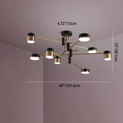 Modern Minimalist Cylinder Iron Acrylic 4/6/8 Light Chandelier For Living Room
