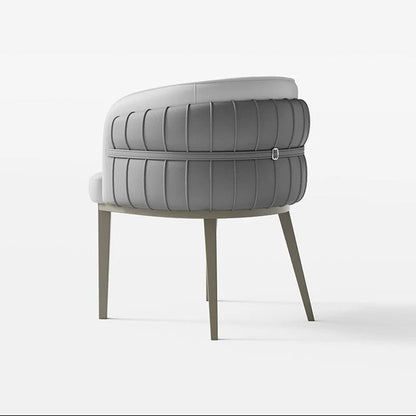 Modern Luxury Round Upholstered Faux Leather Carbon Steel Dining Chair Curved Backrest For Dining Room