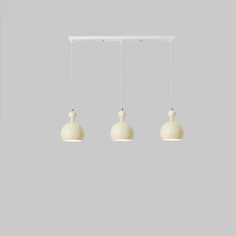 Contemporary Nordic Round Shade Iron Glass 1/3 Light Island Light Chandelier For Dining Room