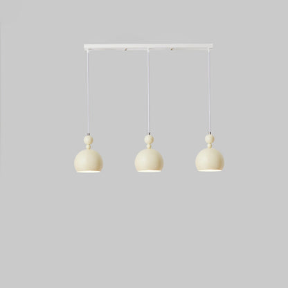 Contemporary Nordic Round Shade Iron Glass 1/3 Light Island Light Chandelier For Dining Room