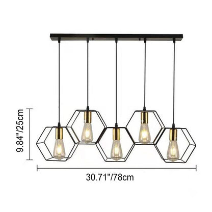 Industrial Vintage Geometric Frame Iron 3/5 Light Island Light Chandelier