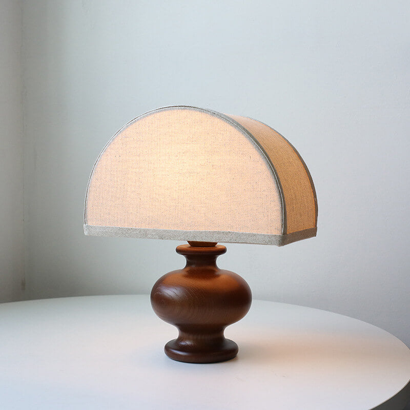 Japanese Wabi-sabi Vintage Solid Wood Fabric 1-Light Table Lamp