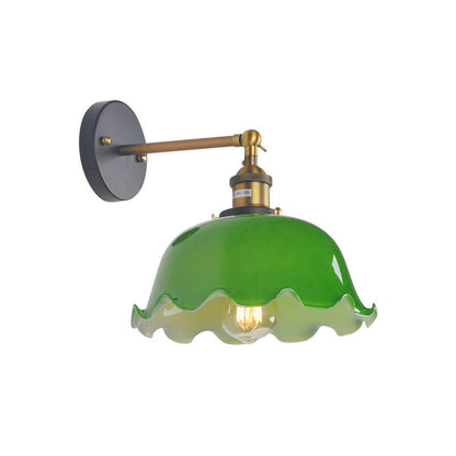 Retro Green Glass Dome 1-Light Wall Sconce Lamp