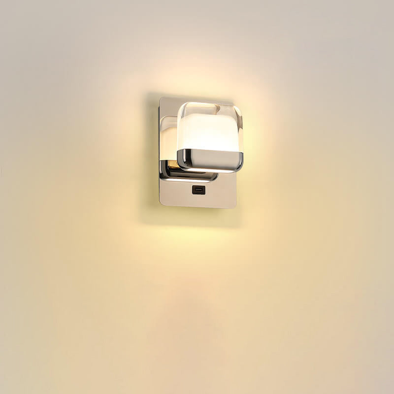 مصباح حائط LED مربع الشكل مصنوع من الأكريليك بتصميم عصري وبسيط من الفولاذ المقاوم للصدأ 