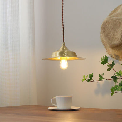 Japanese Minimalist Brass 1-Light Pendant Light