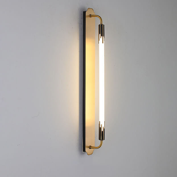 Modern Minimalist All Copper Straight Strip LED Wall Sconce Lamp