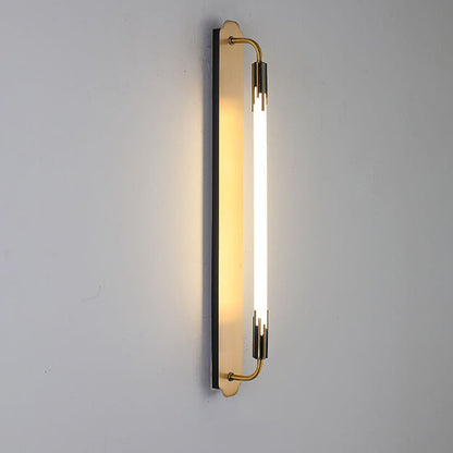 Modern Minimalist All Copper Straight Strip LED Wall Sconce Lamp