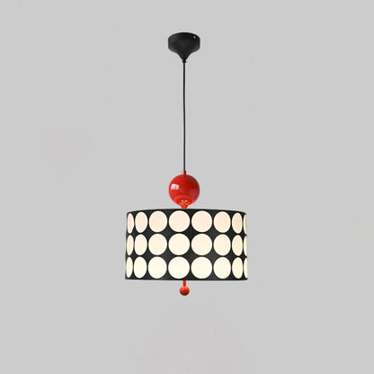 Contemporary Retro Drum Checkerboard Leather Lampshade 3-Light Pendant Light For Dining Room