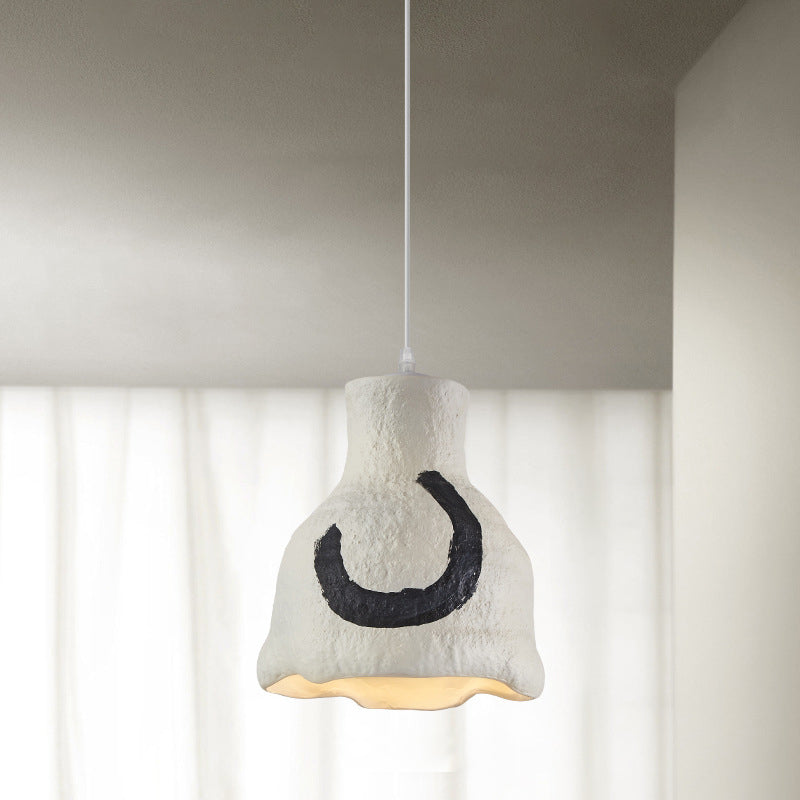 Contemporary Nordic Polystyrene Pudding Moon 1-Light Pendant Light For Dining Room