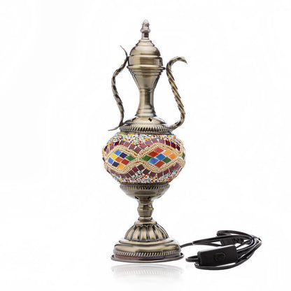 Turkish Vintage Handmade Glass Coffee Pot Design 1-Light Table Lamp