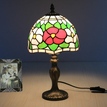 Traditional Tiffany Resin Glass Umbrella Shape 1-Light Table Lamp For Bedroom