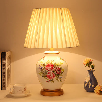 Modern Creative Warm Ceramic Cylindrical 1-Light Table Lamp