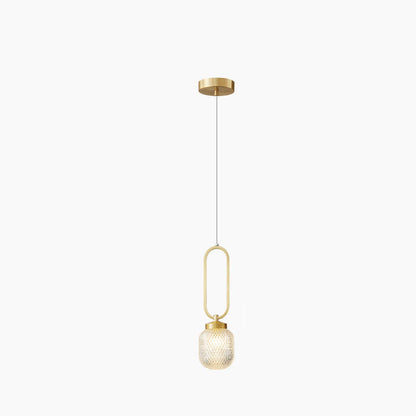 Nordic Light Luxury Striped Glass Round Ball Ring 1-Light Pendant Light