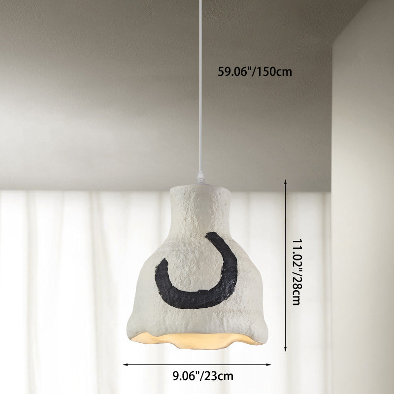 Contemporary Nordic Polystyrene Pudding Moon 1-Light Pendant Light For Dining Room