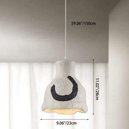 Contemporary Nordic Polystyrene Pudding Moon 1-Light Pendant Light For Dining Room