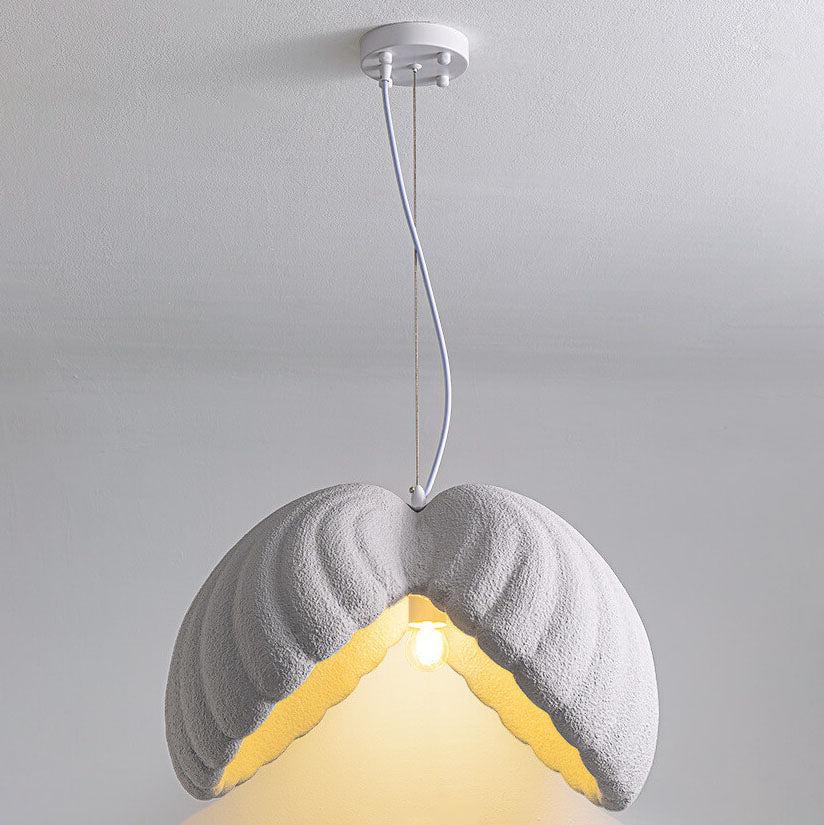Modern Minimalist Creative Round Shell Cone Cream 1-Light Pendant Light