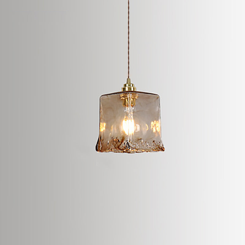 Vintage Amber Glass 1-Light Pendant Light