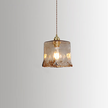 Vintage Amber Glass 1-Light Pendant Light